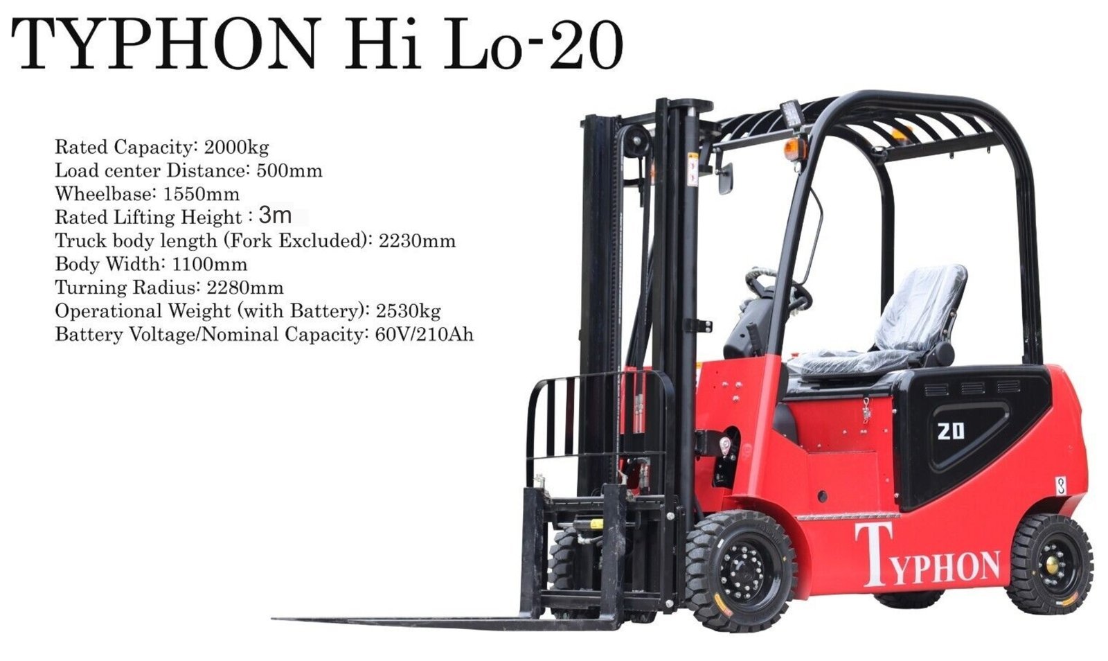 TYPHON VIGOR 2 Ton Electric Forklift - Image 3