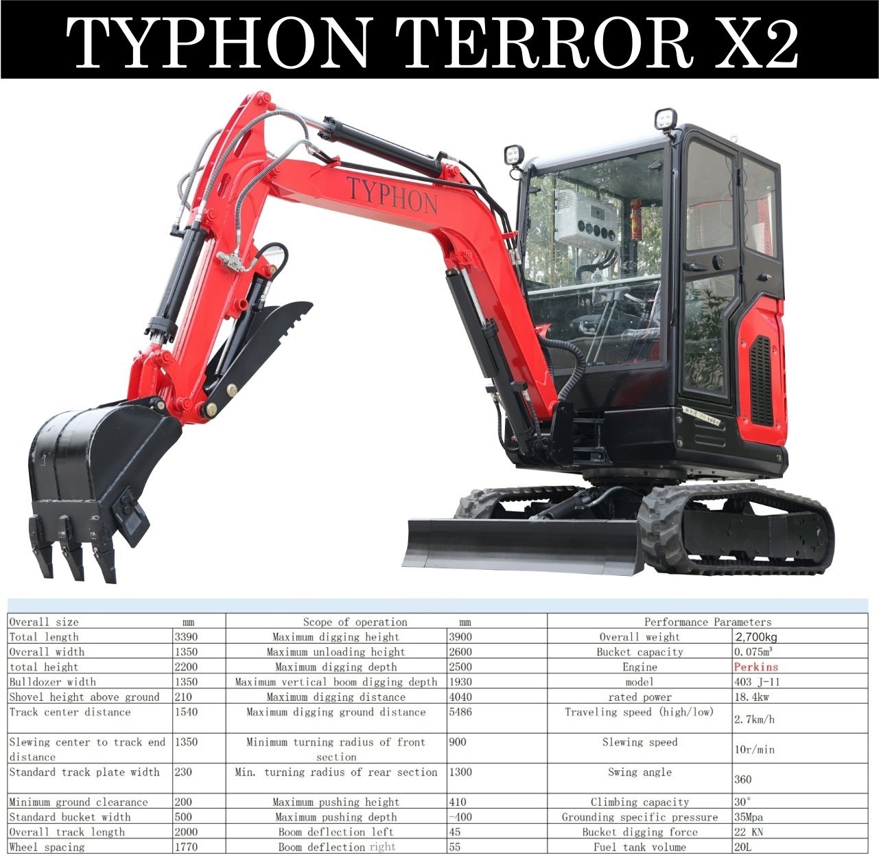 TYPHON TERROR X2 2.7 Ton Excavator - Image 2