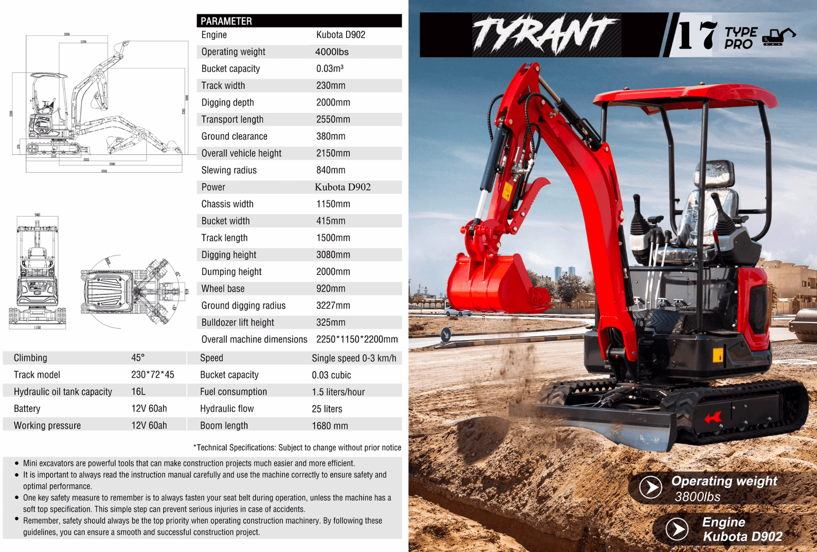 TYRANT 17 Kubota Mini Excavator Kit - Image 2