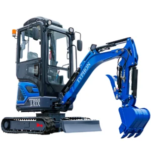 TYPHON TERROR XIX Prestige AC/Heater Cabin Mini Excavator 4200lbs 20.4 HP Kubota D902 with Boom Swing, Retractable Tracks