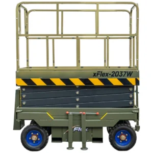 TYPHON xFlex-2037W Walk-Behind Scissor Lift comes with 20ft Working Height and Manual outriggers 1102 lbs load capacity 110V Electric