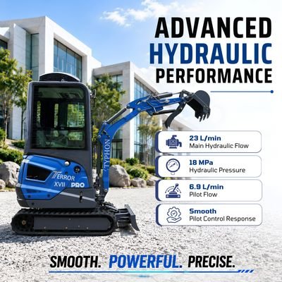 TYPHON TERROR XVII PRO Prestige Edition – Enclosed Mini Excavator with AC, Heater & Ergonomic Comfort - Image 6