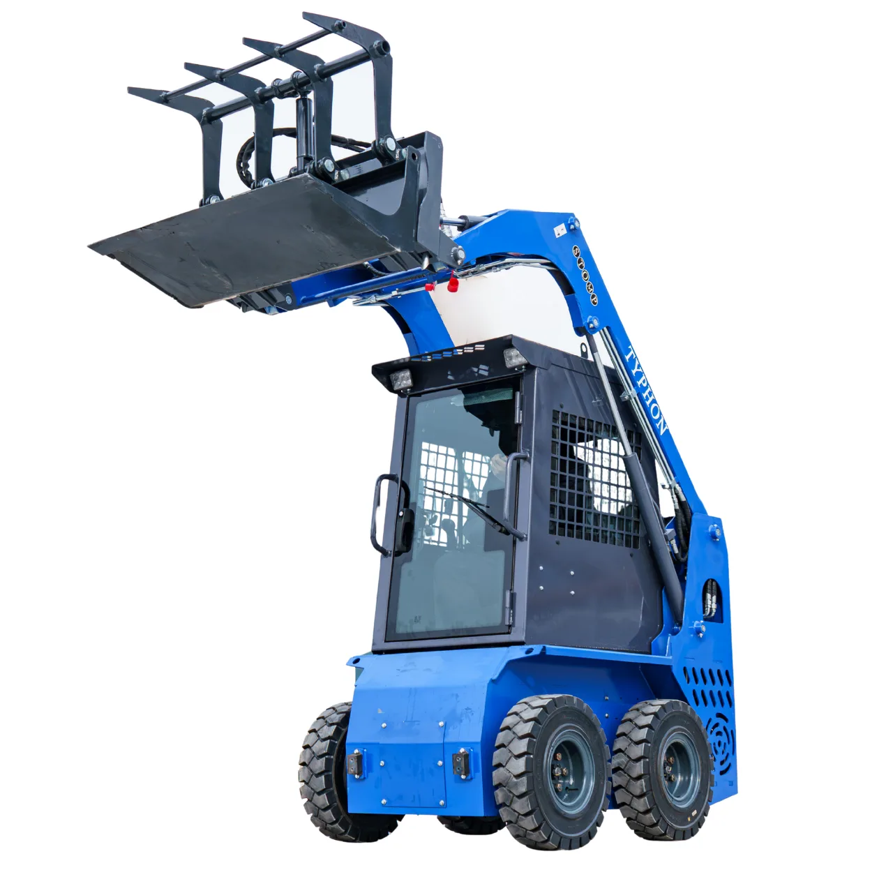 Heavy-Duty Solid Bottom Grapple Bucket for TYPHON STOMP X1300 & STOMP 509 Mini Skid Steers - Image 4